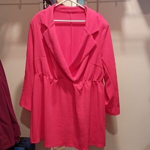 Vibrant Pink Open Front Blazer